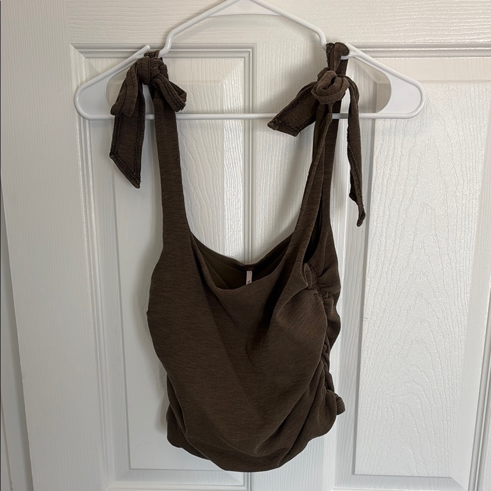 Free People Brown Fitted Sleeveless Tank Top